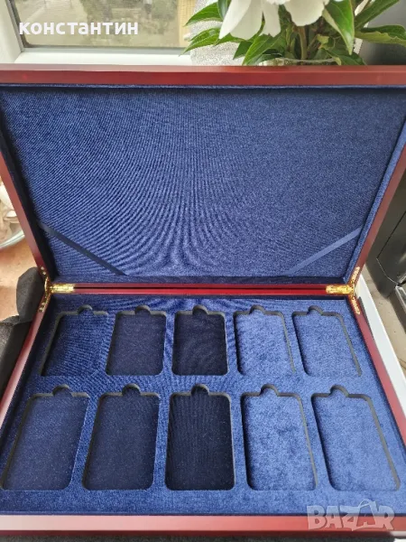 луксозна дървена кутия за монети, снимка 1