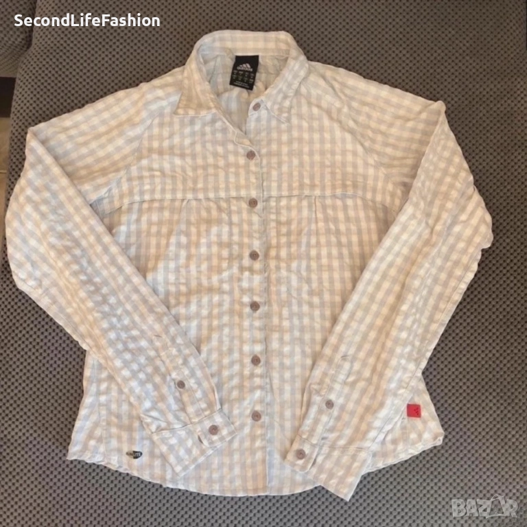 Дамска синя риза с дълъг ръкав Adidas Clima365 с копчета размер М Nano Tex, снимка 1