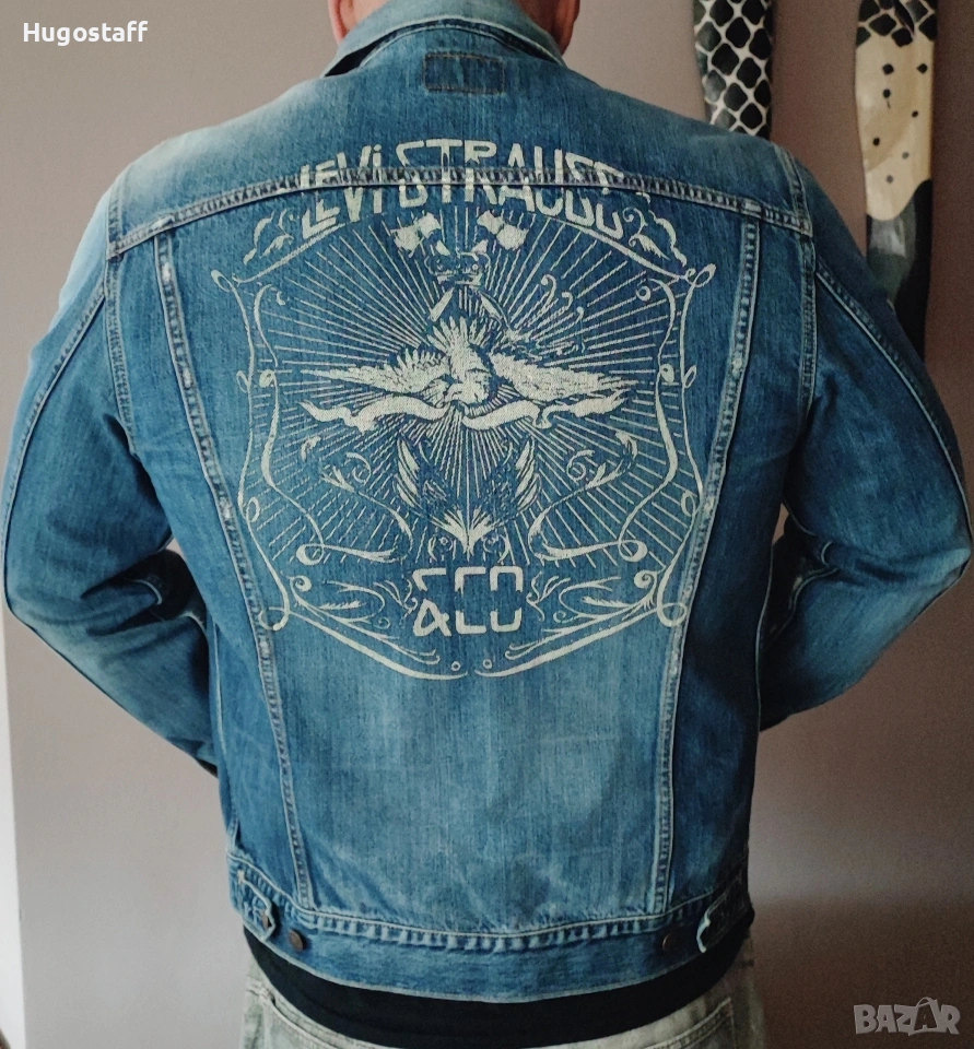 Мъжко оригинално Levi's дънково яке винтидж колекционерско изтъркано деним памук ХЛ, снимка 1
