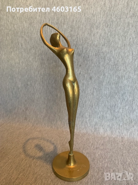 стара   бронзова фигура  статуетка  на балерина, снимка 1