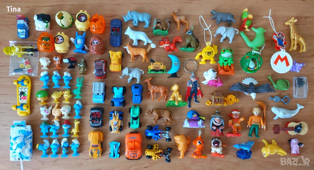 Колекция от 90 мини играчки – стикита, шоколадови яйца, колички и др., снимка 1
