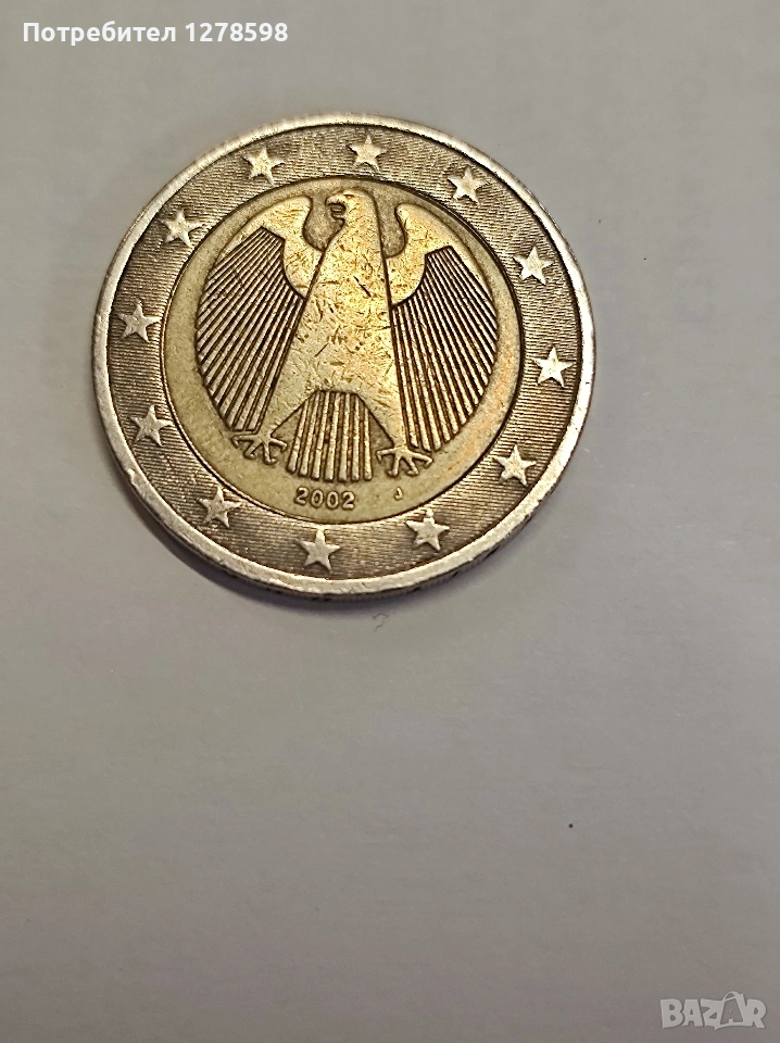 монета 2 евро Германия 2002 със знака J, снимка 1