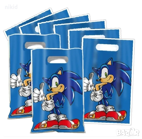 10 бр Соник Sonic торбички за сладки подарък рожден ден, снимка 1