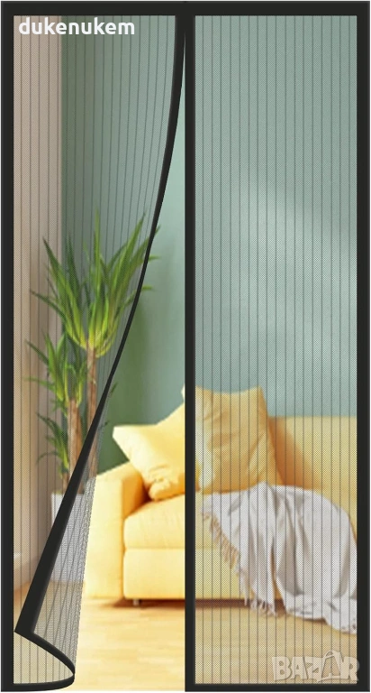 Магнитна мрежа против насекоми за врата 90x200 см, без пробиване, автоматично затваряне, снимка 1