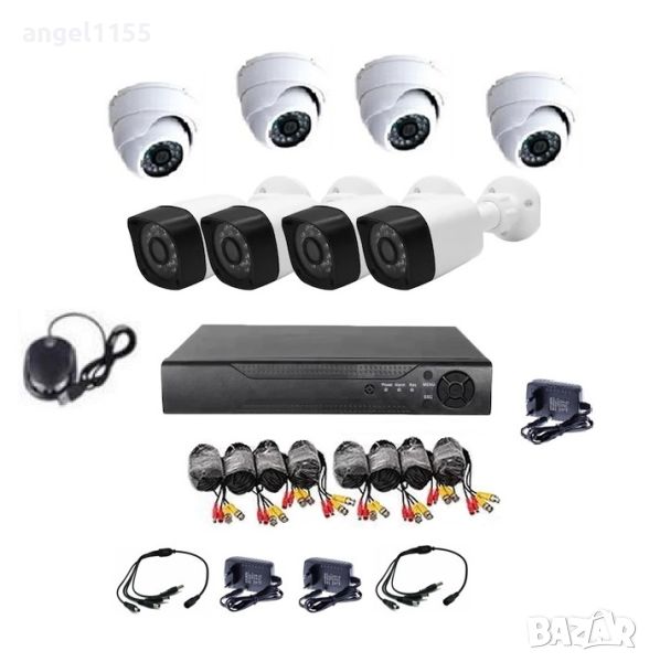 8 канален комплект за видеонаблюдение 8ch HDMI Dvr 8 камери кабели, снимка 1