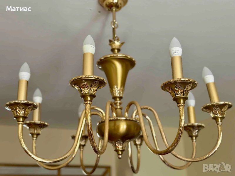 Масивен полилей за 8 крушки, снимка 1