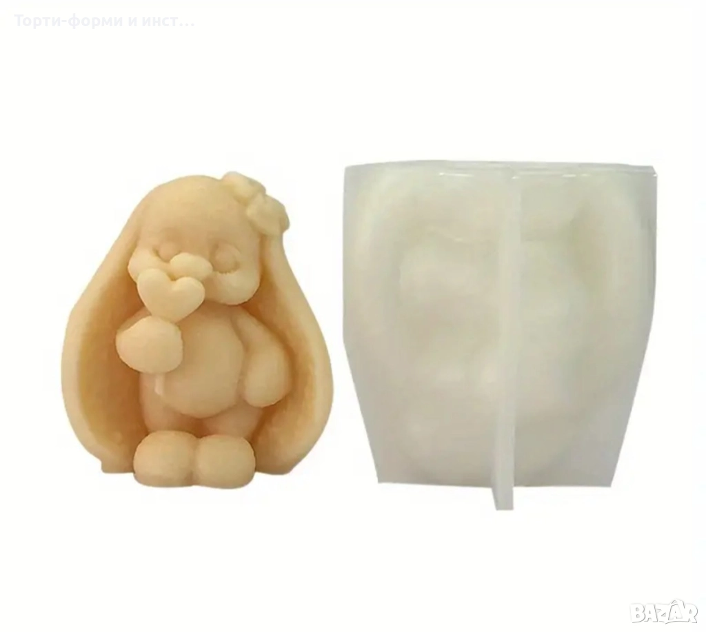 3D Заек зайче  цилиндър силиконов молд форма фондан шоколад гипс смола свещ, снимка 1