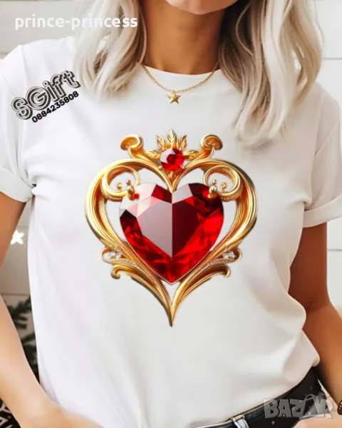 НА ЕДРО Дамска тениска Червено сърце, снимка 1