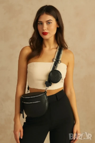 Дамска чанта с къса и широка регулируема дръжка, снимка 1