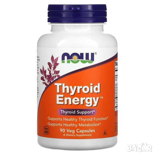 Now Foods Thyroid Energy, Подкрепа за щитовидната жлеза, 90 капсули, снимка 1