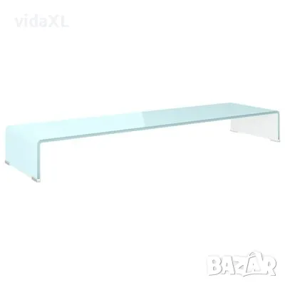 vidaXL Поставка за телевизор/монитор, стъкло, зелена, 110x30x13 см（SKU:244148）, снимка 1