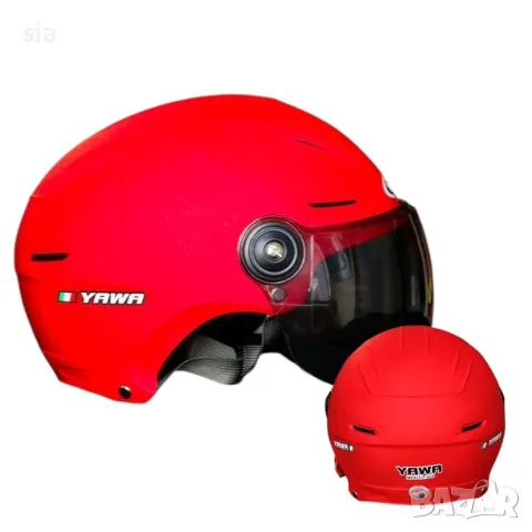 Каска за мотор, скутер С Визьор - Червено