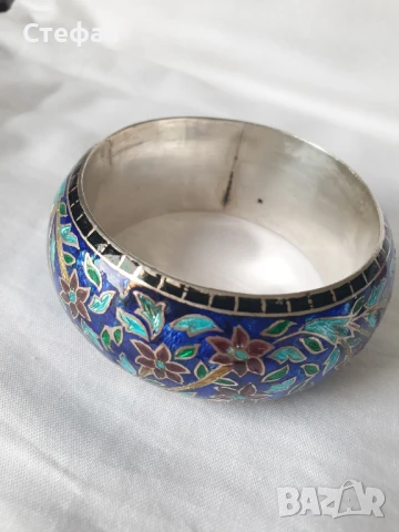 Сребърна гривна с емайл, снимка 3 - Гривни - 51036042