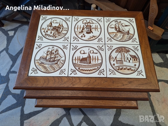 К - т три помощни масички с плочки , снимка 4 - Маси - 52801454