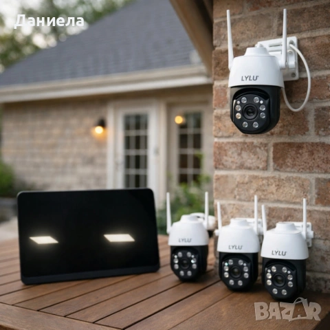 Комплект 4 камери HD с дисплей - интелигентно засичане на движение и сигурност