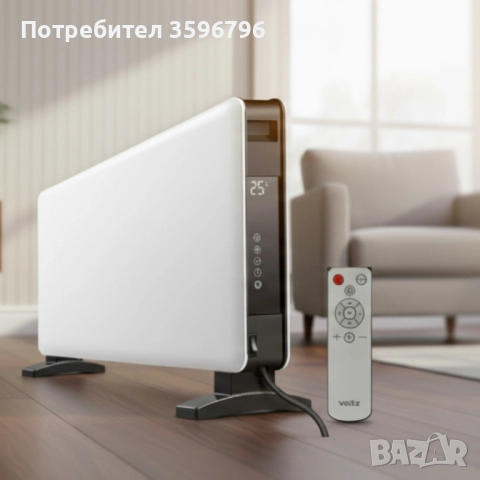 Конвектор Voltz – 2000W, LED дисплей, WiFi управление през TUYA Smart App,