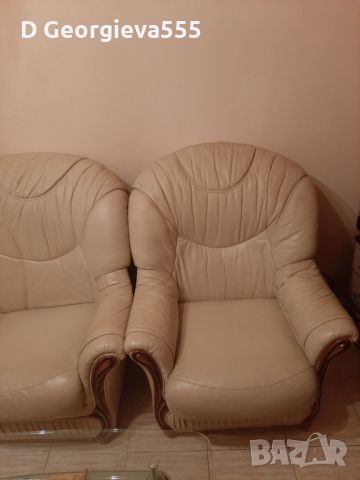 Кожен диван и фотьойли, снимка 2 - Дивани и мека мебел - 45931442