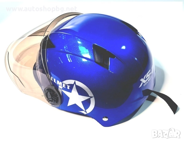 Каска за скутер, мотопед синя, снимка 2 - Аксесоари и консумативи - 52165220