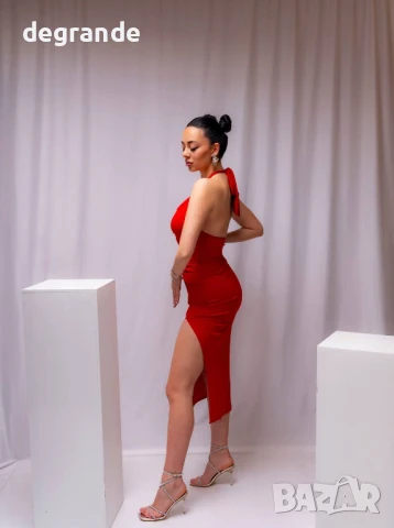 Елегантна червена рокля , снимка 3 - Рокли - 50905085