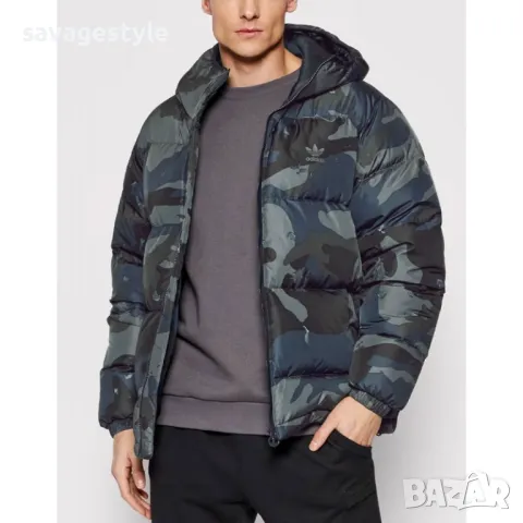 Мъжко яке ADIDAS Originals Down Camo Puffer Jacket Navy/Grey, снимка 1 - Якета - 48699052