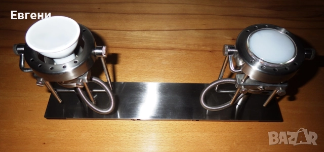 Двоен иноксов аплик (за стена или таван)с индустриален дизайн, снимка 9 - Лампи за стена - 52091534