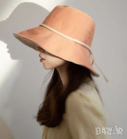 Красива дамска шапка с панделка в модерни нежни цветове, снимка 1 - Шапки - 46397712