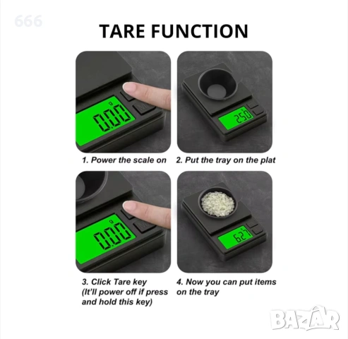 Дигитален кантар, 0.01g-1000g, снимка 8 - Друга електроника - 53450463