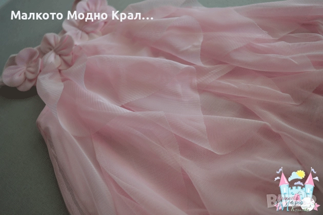 Рокля от памук и шифон с аксесоар за коса, снимка 6 - Бебешки рокли - 51574914