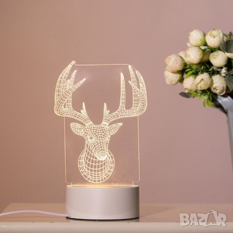 Холограмна 3D LED нощна лампа, 4W, 220V Модели:  Вариант 1: Медуза; Вариант 2: Айфеловата кула; Вари, снимка 3 - Настолни лампи - 45687662