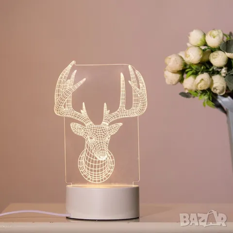 Холограмна 3D LED нощна лампа, 4W, 220V Модели:  Вариант 1: Медуза; Вариант 2: Айфеловата кула; Вари, снимка 8 - Настолни лампи - 49073700