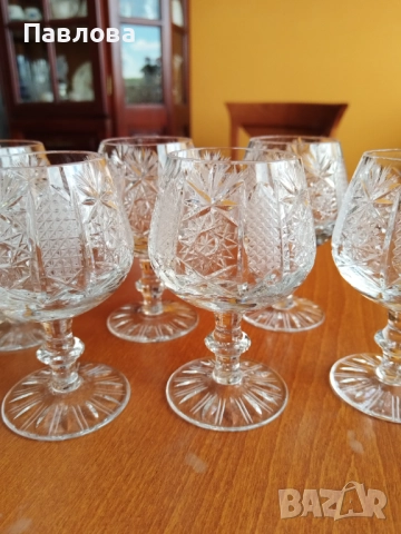 Кристален сервиз за коняк ,, Ропотамо ", снимка 3 - Чаши - 52645880