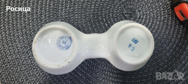 Българска солница от порцелан с червен кант, снимка 3 - Прибори за хранене, готвене и сервиране - 53968174