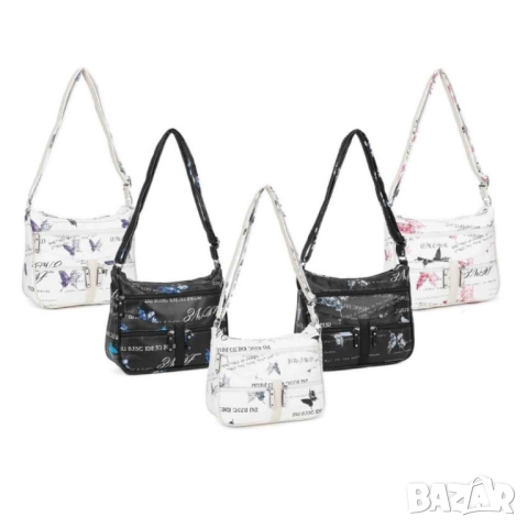 Дамска чанта с артистичен принт и регулируема дръжка, снимка 6 - Чанти - 52138008