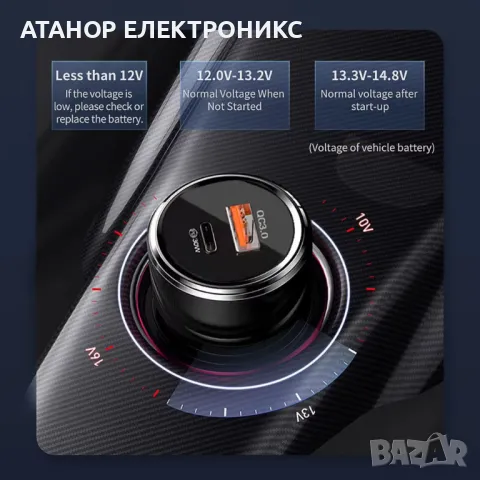 Зарядно за кола /Techsuit - Car Charger Premium-USB-A,QC 3.0,USB-C, 38W - Black, снимка 2 - Зарядни за кола - 47778569