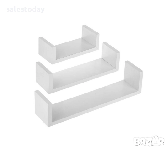Рафтове за стена, 3бр., до 3кг, комплект етажерки, бял цвят , снимка 3 - Етажерки - 36657275