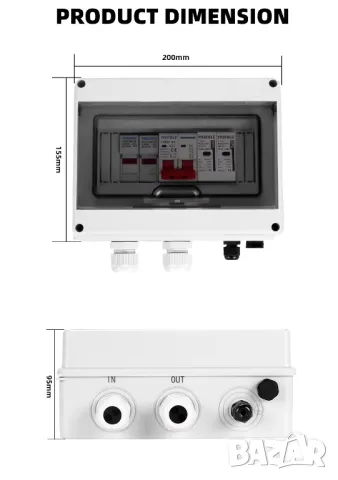 Фотоволтаична PV DC комбинирана кутия, защита от пренапрежение, мълния DC 600V IP65, снимка 13 - Друга електроника - 49909706