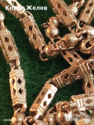 Винтидж сребърен ланец плетка тип БАРЕЛ елегантен стилен дизайн 20972, снимка 2 - Колиета, медальони, синджири - 52924875