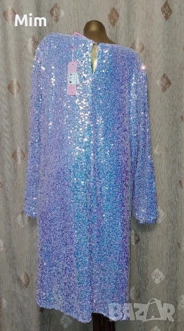 3/4XL Официална рокля в розово лилаво с пайети , снимка 5 - Рокли - 51389203