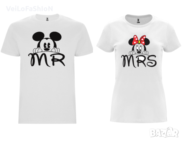 Нова тениски за двойки с Мики и Мини Маус, снимка 1 - Тениски - 44955238