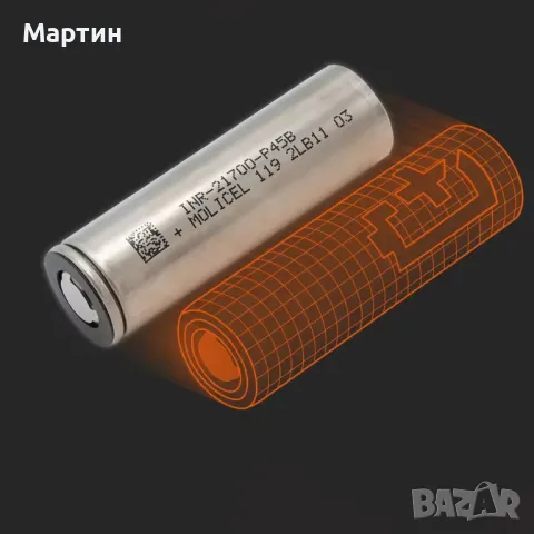 Батерия Molicel P45B 21700 4500mah 45А, снимка 5 - Друга електроника - 46834915