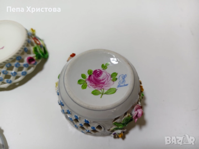 Комплект от 2 броя кутийки от дрезденски порцелан , снимка 4 - Антикварни и старинни предмети - 52258641
