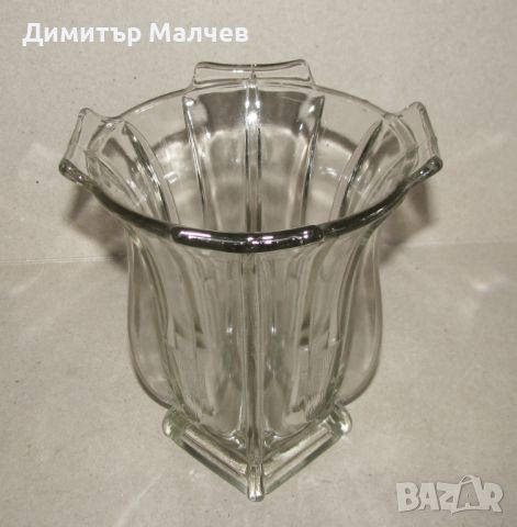 Стъклена ваза 16 см сецесион ар нуво 1930-те г., отлична, снимка 4 - Вази - 45876783