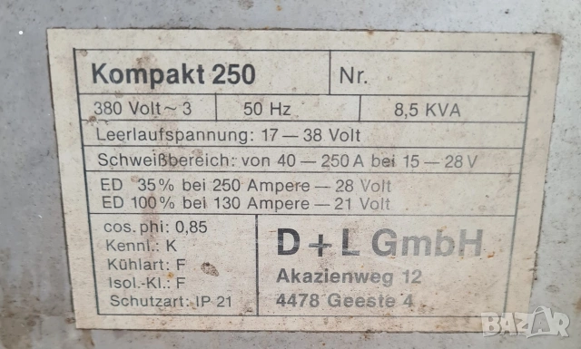 ПРОФЕСИОНАЛЕН ТЕЛОПОДАВАЩ ЗАВАРЪЧЕН АПАРАТ MIG/MAG – KOMPAKT 250 D+L TECHNIK, снимка 6 - Други машини и части - 53649323