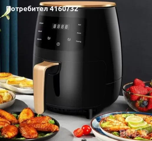 Air Fryer 6 литра, електрически уред за готвене с горещ въздух , снимка 1 - Печки, фурни - 47465965