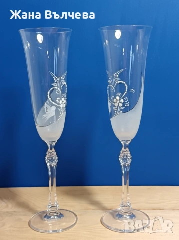 Сватбени ритуални чаши Е10 - ръчно рисувани