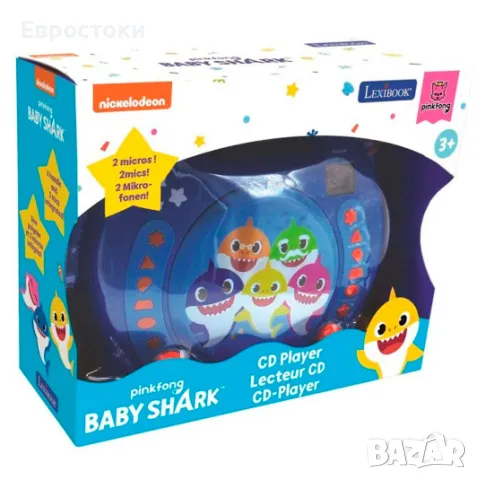 CD плейър Lexibook Baby Shark, детски CD плейър с микрофони, детско караоке, снимка 4 - Музикални играчки - 47083179