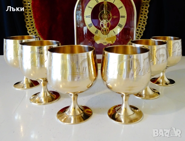 Бронзови чаши релефно гравирани,80 мл.,позлата.  , снимка 3 - Антикварни и старинни предмети - 52566982