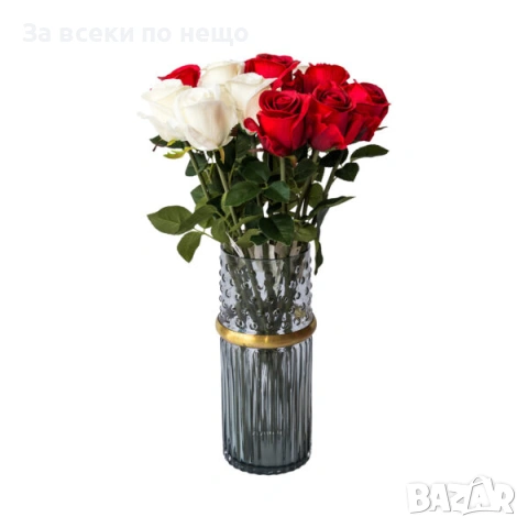 Дебелостенна стъклена ваза със златист елемент, 2 размера Код P2208, снимка 3 - Вази - 54198605