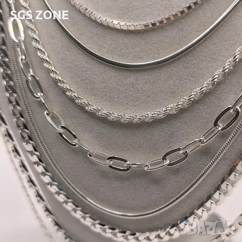 Стилна сребърна верижка от Италия с родиево покритие , снимка 12 - Колиета, медальони, синджири - 53124203