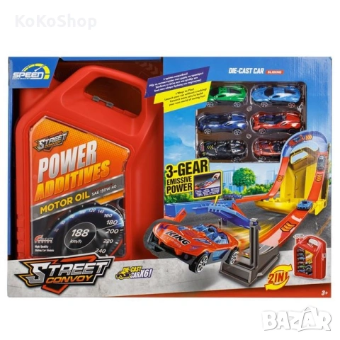 Писта с шест коли в куфарче туба за масло, снимка 2 - Коли, камиони, мотори, писти - 53055940